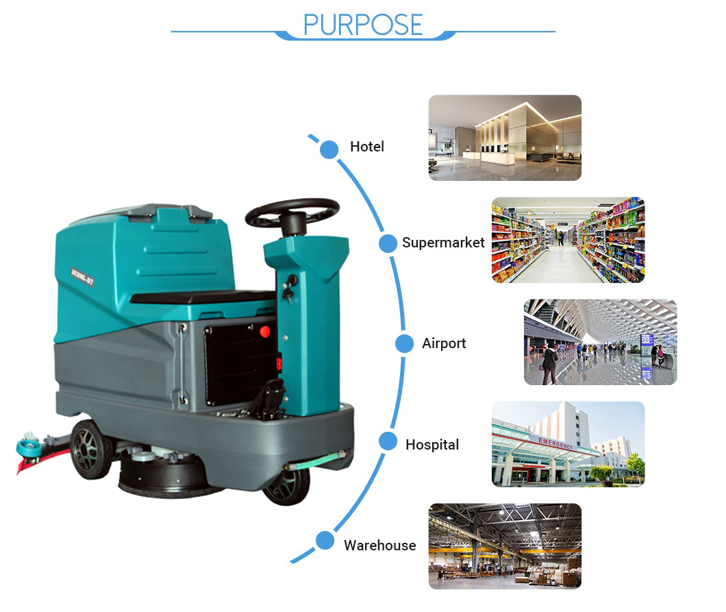 Ride On Floor Scrubber Machine With Double Brush